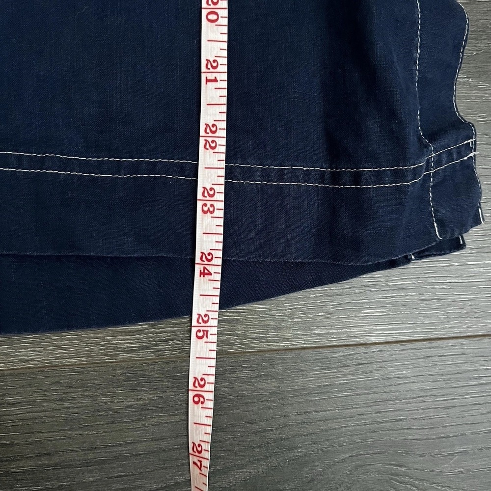 Ralph Lauren Jean Company 100% Linen Drawstring Roll Sleeve Tab Top MP Coastal - Picture 7 of 9